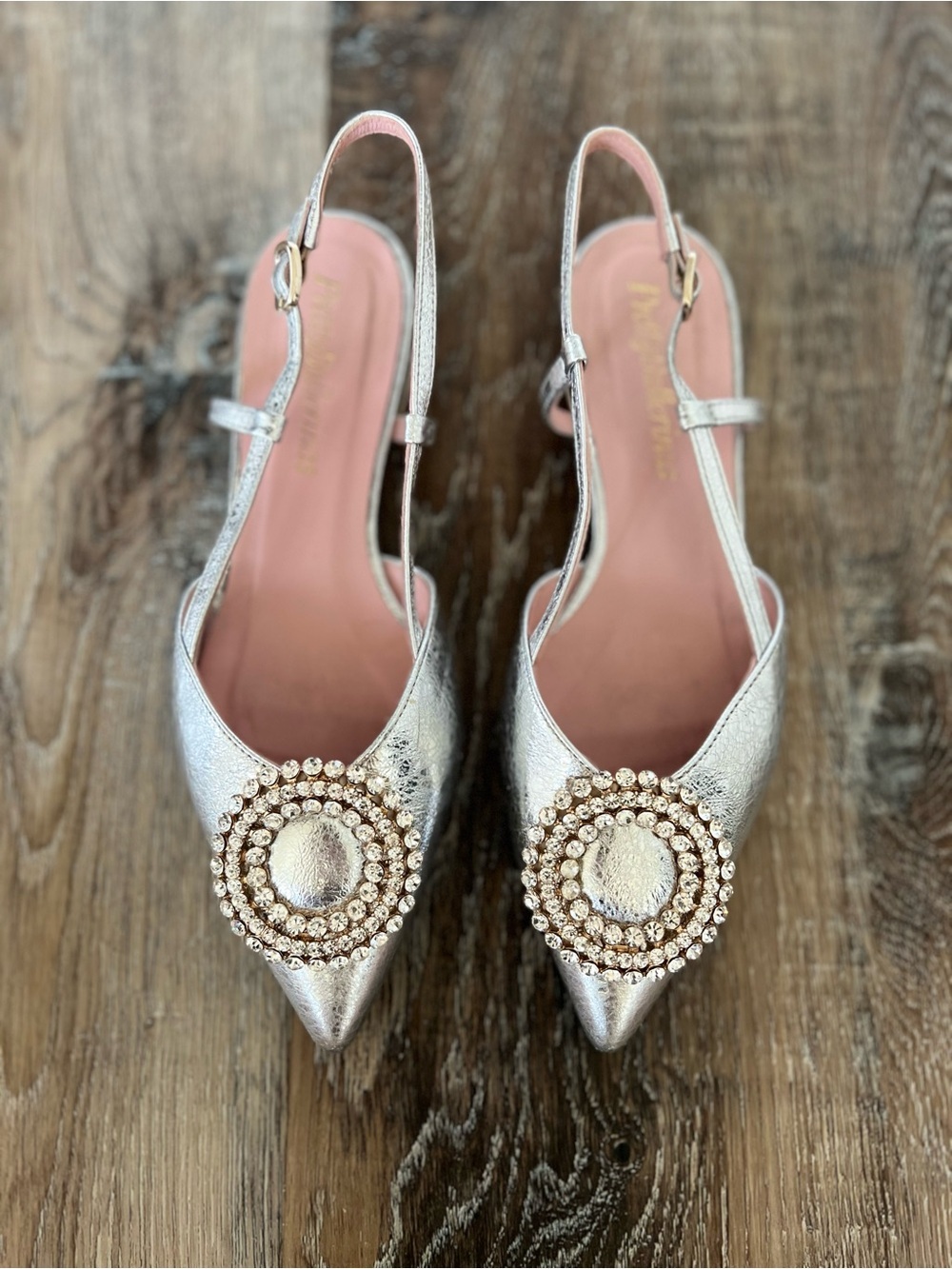 Pretty Ballerinas Silver Pointed Slingback Flats size 36